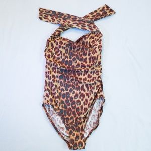 Vintage 90s Leopard Print One Piece Bathing Suit
